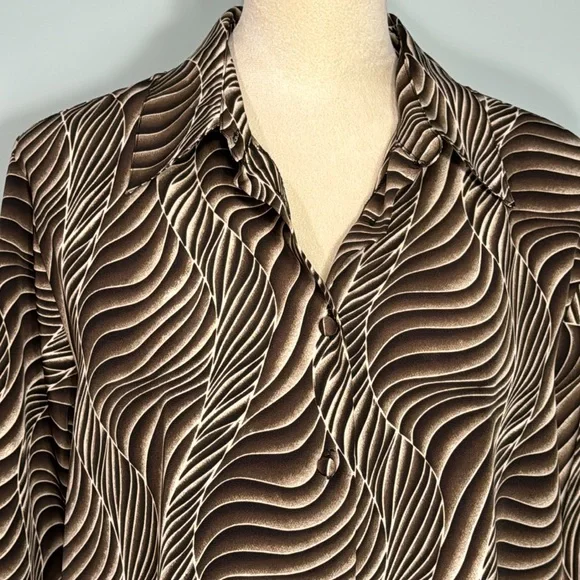 Vintage Yves St Clair artsy swirl long sleeved blouse Size 16 - Picture 3 of 6